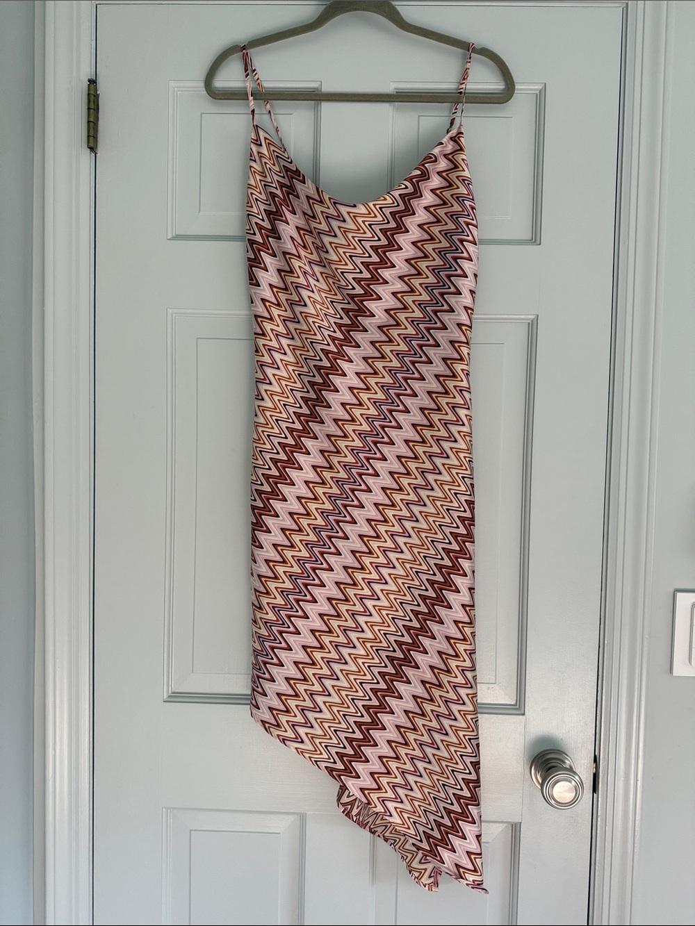 Womens Chevron Slip Dress in Pink and Brown Small